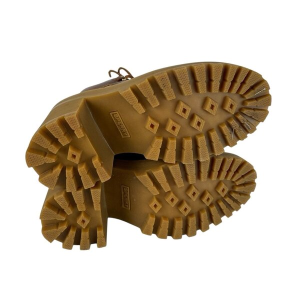 Sperry Pretty Tough Ankle Boots Brown Leather Block Heel Lace Up Platform Size 8 - Picture 11 of 15